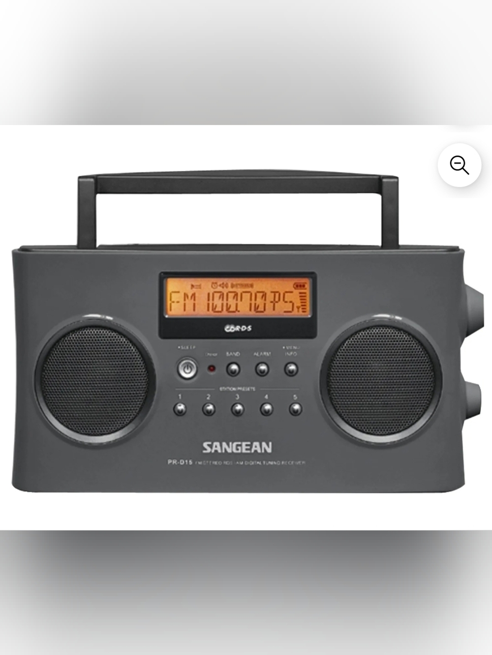 Sangean PR-D15 Digital Portable Stereo RDS Receiver Gray